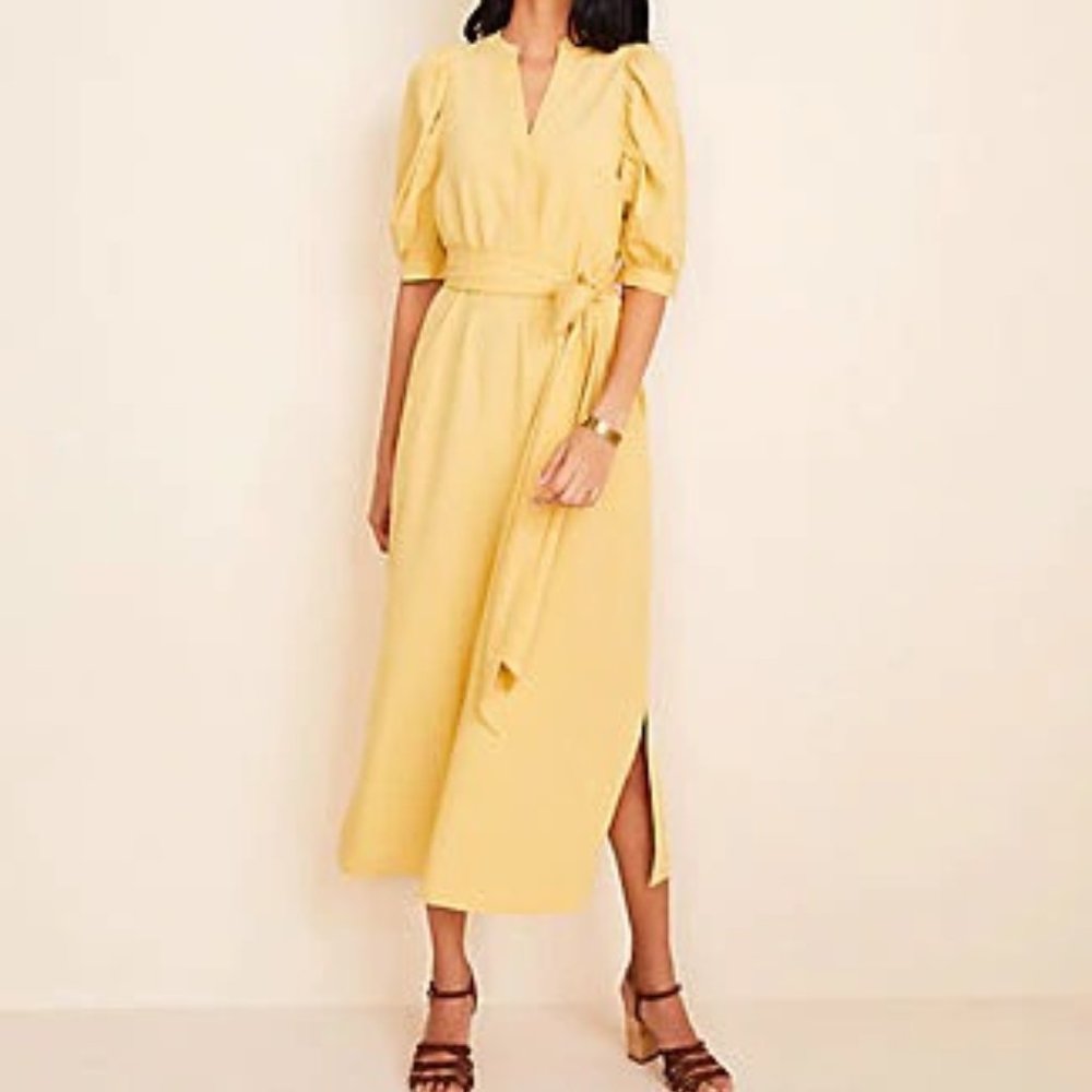 Ann Taylor Petite Belted Midi Shirtdress Size PS